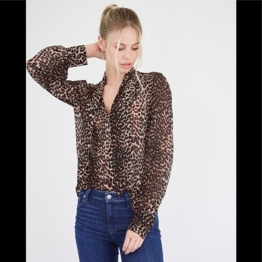 NWT Paige Natural Leopard Cleobelle Blouse Sz XS